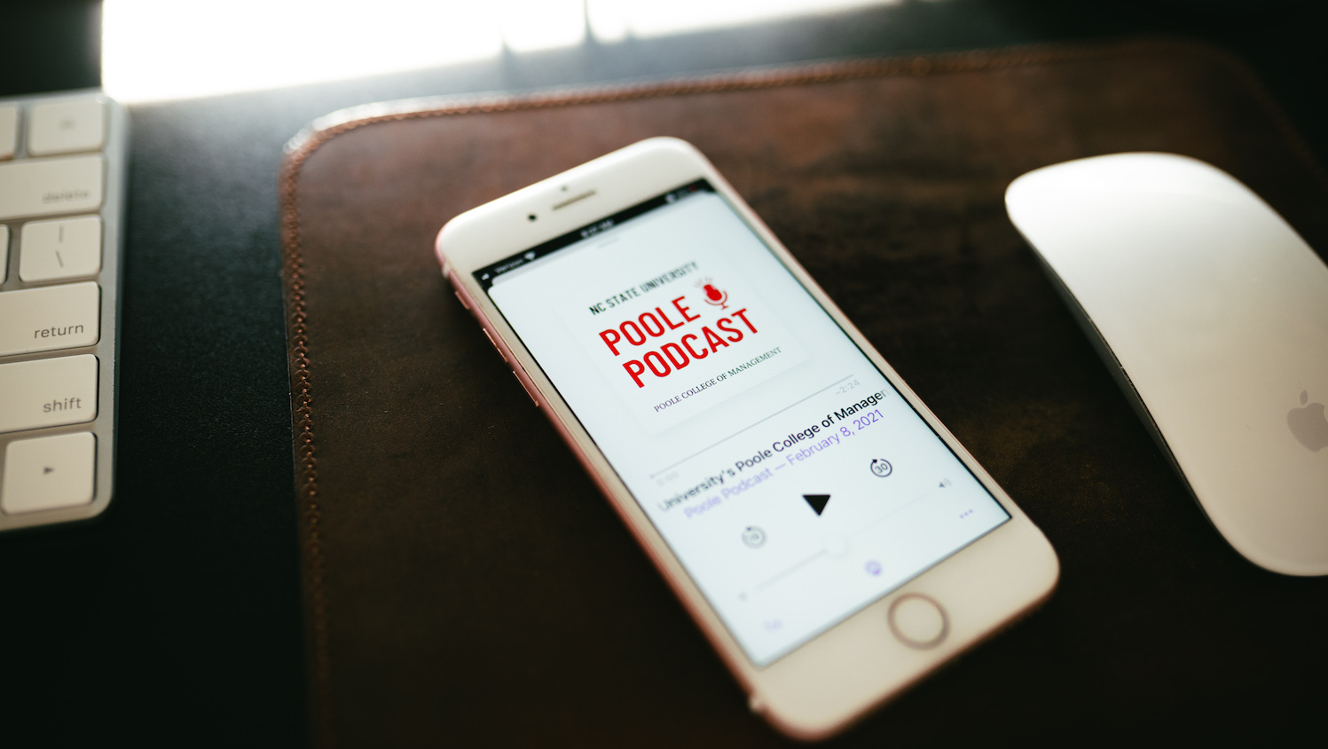 Poole Podcast playing on an Iphone.